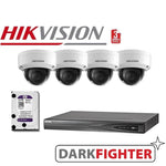 4 x Hikvision 6MP DarkFighter Vandal Proof Outdoor Dome Camera Kit