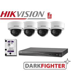 4 x Hikvision 6MP DarkFighter Vandal Proof Outdoor Dome Camera Kit
