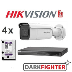 4 x  Hikvision 8MP 4K DarkFighter Outdoor Motorised VF Bullet IPC Kit