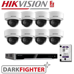 8 x 6MP Hikvision DarkFighter Vandalproof Outdoor Dome Camera Kit