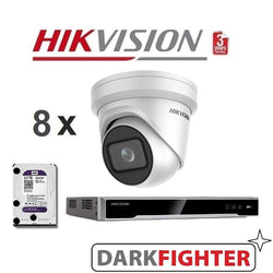 8 x  Hikvision 8MP 4K DarkFighter Outdoor Motorised VF Turret IPC Kit